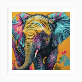 Elephant - Colorful Art Print