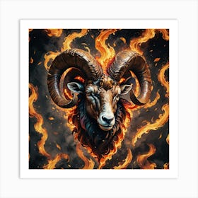 Fiery Aries Ram Art Print