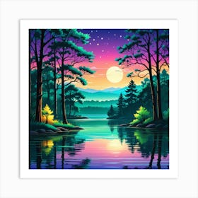 Forest At Night Art Print