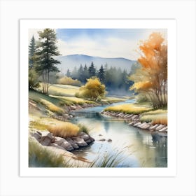 Watercolor Of A River 7 Art Print