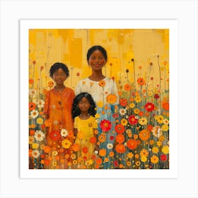 Family In Flowers Art Print