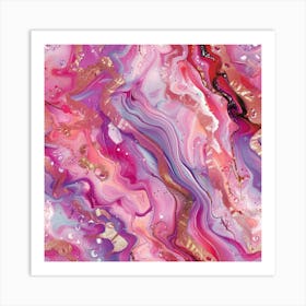 Pink And Gold Abstract Painting 1 Art Print