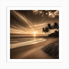 Sunset On The Beach By Mike Scott Art Print
