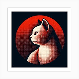 Cat In Red Circle Art Print