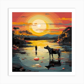 Sunset In The Savannah Art Print