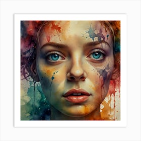 Portrait Of A Girl With Blue Eyes Art Print