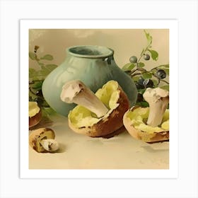 Mushrooms In A Vase Art Print