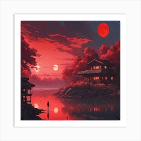 Red Moon In The Sky Art Print