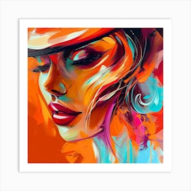 Abstract Woman In Hat Art Print