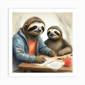 Two Sloths Art Print