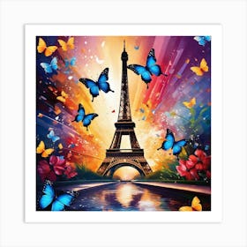 Paris With Butterflies 176 Art Print