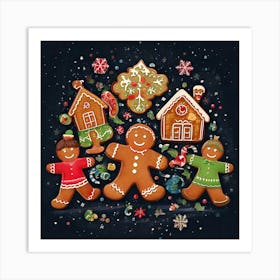 Firefly Gingerbread, Men, Friends, Gumdrops, Candy, Canes, Snowflake, Ornament, Christmas, Concept, (8) Art Print