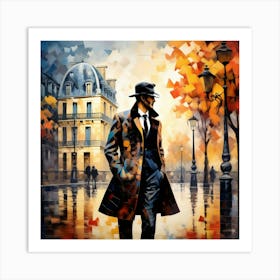 Abstract Puzzle Art French man in Paris Art Print