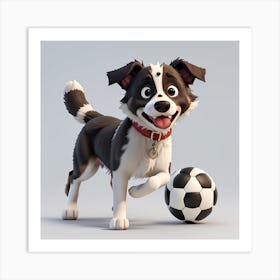 Dog With Soccer Ball Art Print