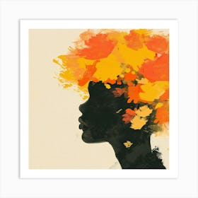 Portrait Of A Woman With Flowers In Her Hair Art Print