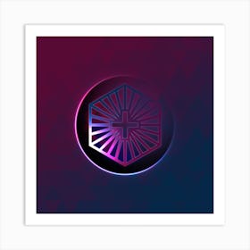 Geometric Neon Glyph on Jewel Tone Triangle Pattern 459 Art Print