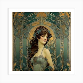 Art Nouveau poster for a fictitious film, ornate and detailed Art Print