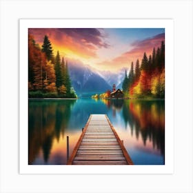 Dock At The Lake 2 Art Print