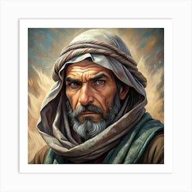 Portrait Of A Middle Eastern Man With A Beard And Turban Art Print