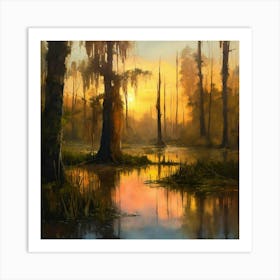 Sunset In The Swamp Art Print
