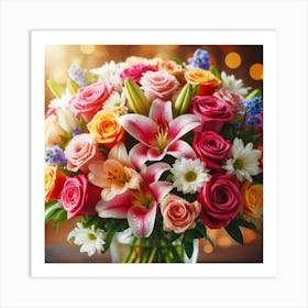 Colorful Bouquet Of Flowers Art Print