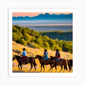 Four Cowboys On Horseback Art Print