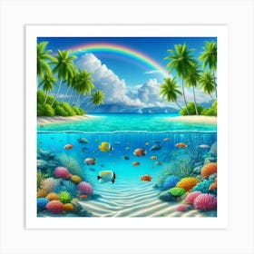 Rainbow Under The Sea 1 Art Print