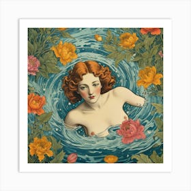 Mermaid In The Water Art Print