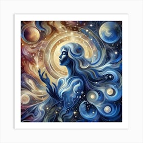 Woman In Space Art Print