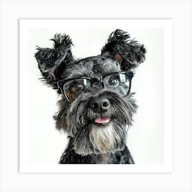 Schnauzer In Glasses Art Print