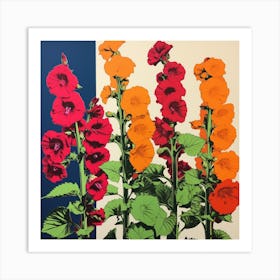 Hollyhock 1 Pop Art Illustration Square Art Print