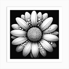 Black and white daisy Art Print