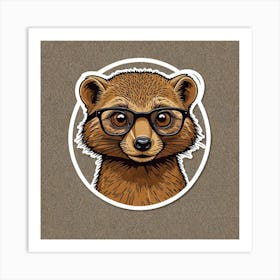 Sticker Of A Mongoose With Eye Glass T Shirt Design Style 1384485168 Art Print