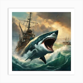 Concept Art Of A Megalodon Full Of Scars Art Print