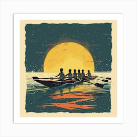 Rowing At Sunset Art Print