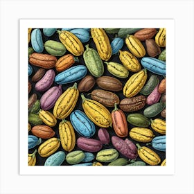 Seamless Pattern Of Roasted Coffee Beans Art Print