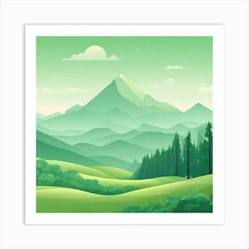 Misty mountains background in green tone 17 Art Print