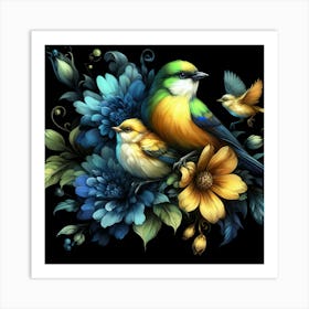 Birds And Flowers 5 Art Print