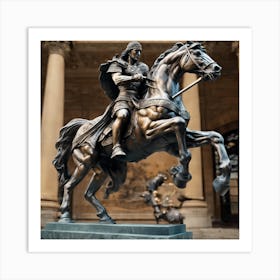 Statue Of A Knight On Horseback 1 Art Print