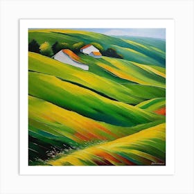 Farm In The Hills Art Print