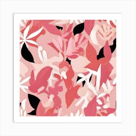 Pink And Black Leaves Art Print