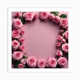 Pink Roses On Pink Background 1 Art Print