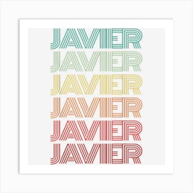 First Name Javier Spanish Boy Retro Birthday Nametag Art Print