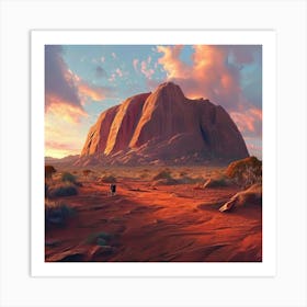 Ayers Rock Australia Bathed In The Ethereal Glow Of A Heavenly Realm Art Print