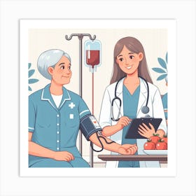 Nurse Taking Blood Pressure Art Print