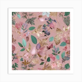 Pink Leaves Art Print