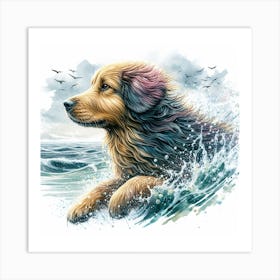 Dog In Motion, Dog Watercolour Art Print 3 Art Print