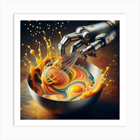 Robot Hand Mixing Eggs In A Bowl Art Print