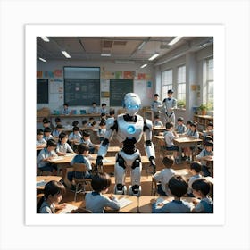 Robot In Classroom Art Print