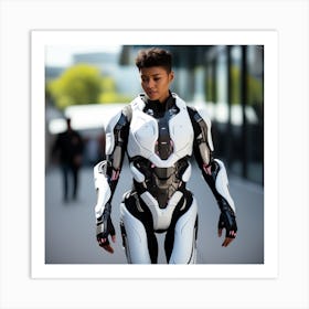 Young Woman In A Futuristic Suit Art Print